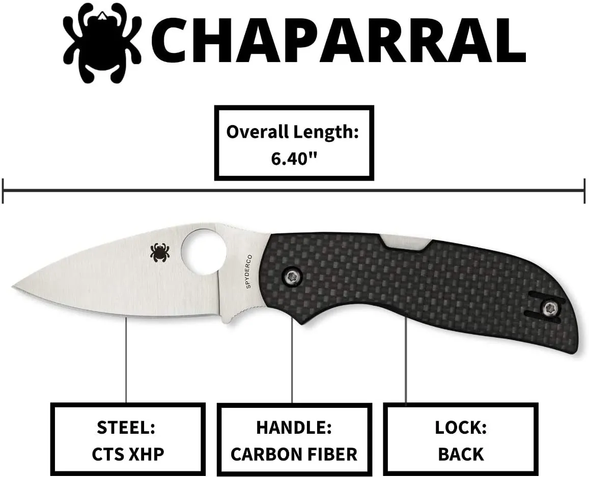 Spyderco Chaparral Prestige Folding Knife Carbon Fiber/G-10 Laminate Handle PlainEdge