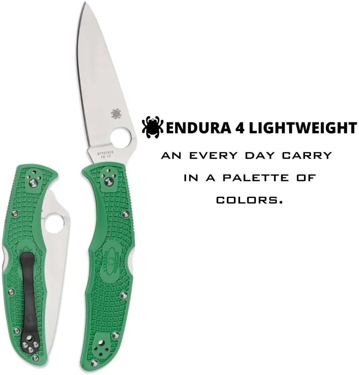 Spyderco Endura 4 Lightweight 3.80" Green Flat Ground Folding Plain Edge Pocket Knife (C10FPGR)
