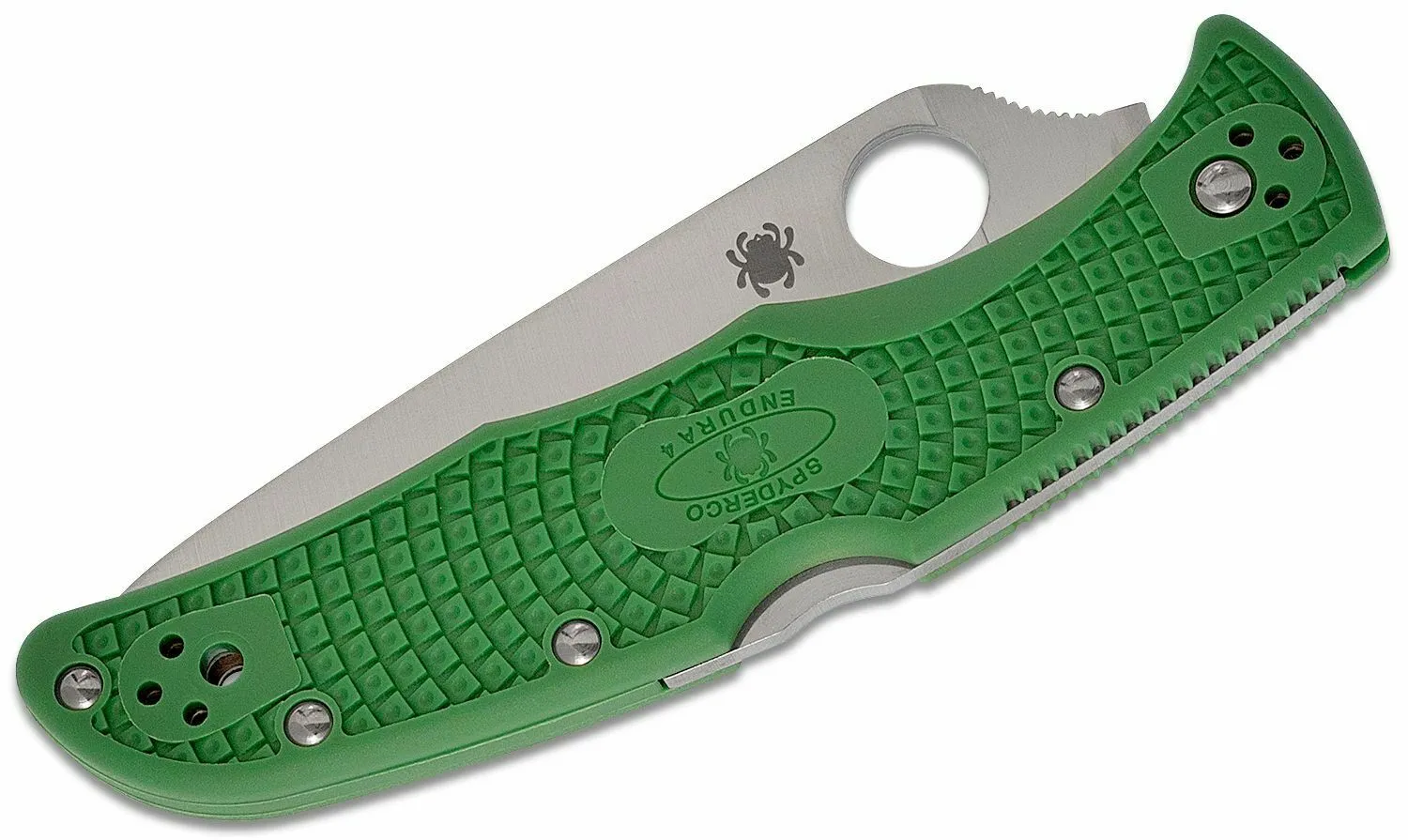 Spyderco Endura 4 Lightweight 3.80" Green Flat Ground Folding Plain Edge Pocket Knife (C10FPGR)