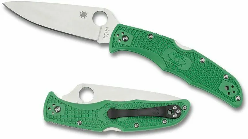 Spyderco Endura 4 Lightweight 3.80" Green Flat Ground Folding Plain Edge Pocket Knife (C10FPGR)