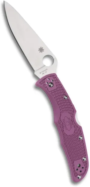 Spyderco Endura 4 Lightweight Purple Flat Ground 3.80" Plain Edge Folding Pocket Knife (C10FPPR)