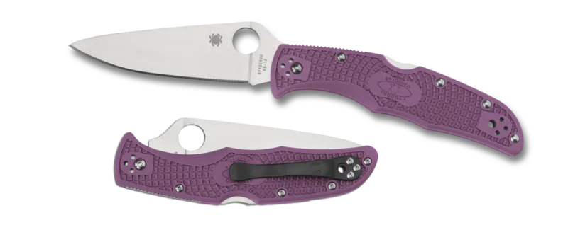Spyderco Endura 4 Lightweight Purple Flat Ground 3.80" Plain Edge Folding Pocket Knife (C10FPPR)