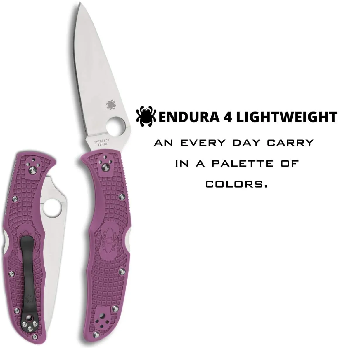Spyderco Endura 4 Lightweight Purple Flat Ground 3.80" Plain Edge Folding Pocket Knife (C10FPPR)