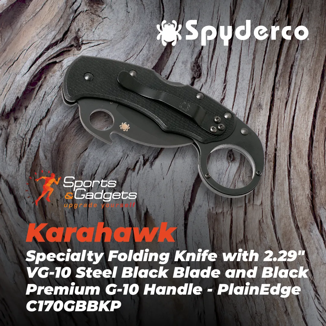 Spyderco Karahawk VG-10 Black 2.29" Folding Pocket Knife (C170GBBKP)