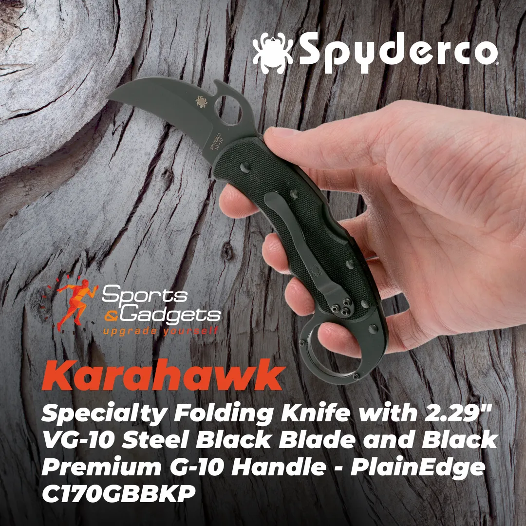 Spyderco Karahawk VG-10 Black 2.29" Folding Pocket Knife (C170GBBKP)