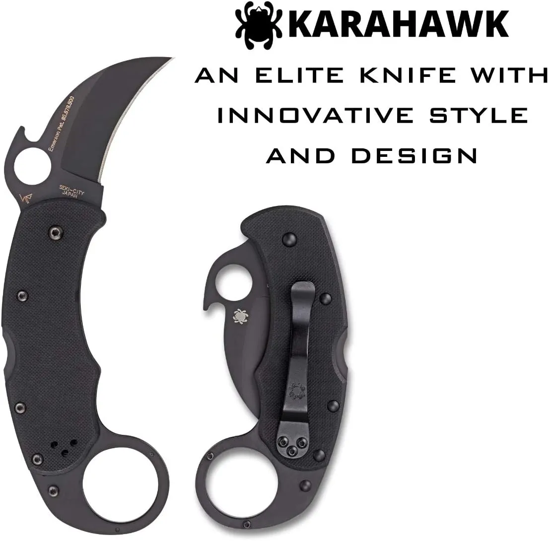 Spyderco Karahawk VG-10 Black 2.29" Folding Pocket Knife (C170GBBKP)