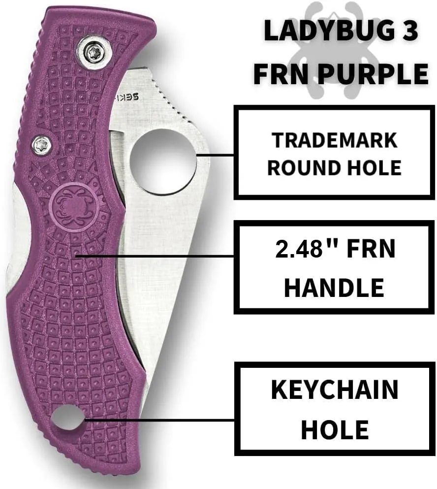 Spyderco Ladybug 3 Lightweight Purple FRN 1.9" VG-10 Plain Edge Folding Pocket Knife (LPRP3)