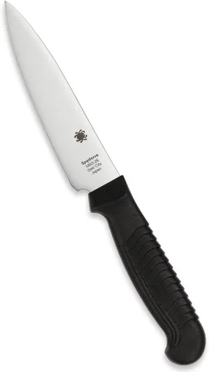 Spyderco Lightweight Kitchen Utility Knife with 4.5" MBS-26 Stainless Steel Blade and Black Polypropylene Plastic Handle - PlainEdge - K05PBK