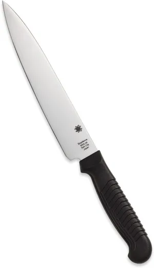 Spyderco Lightweight Kitchen Utility Knife with 6.5" MBS-26 Stainless Steel Blade and Black Polypropylene Plastic Handle - PlainEdge - K04PBK