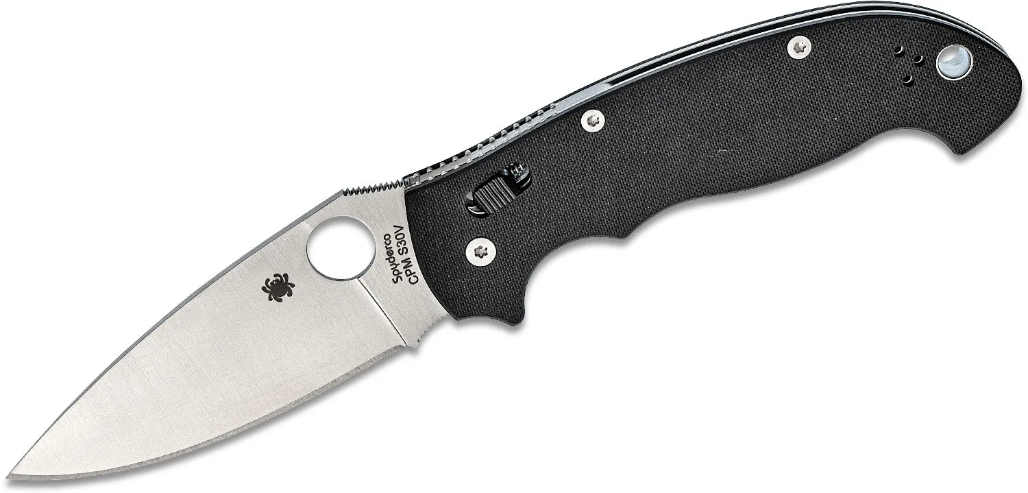 Spyderco Manix 2 Black G-10 3.37" Plain Edge Folding Pocket Knife (C101GP2)