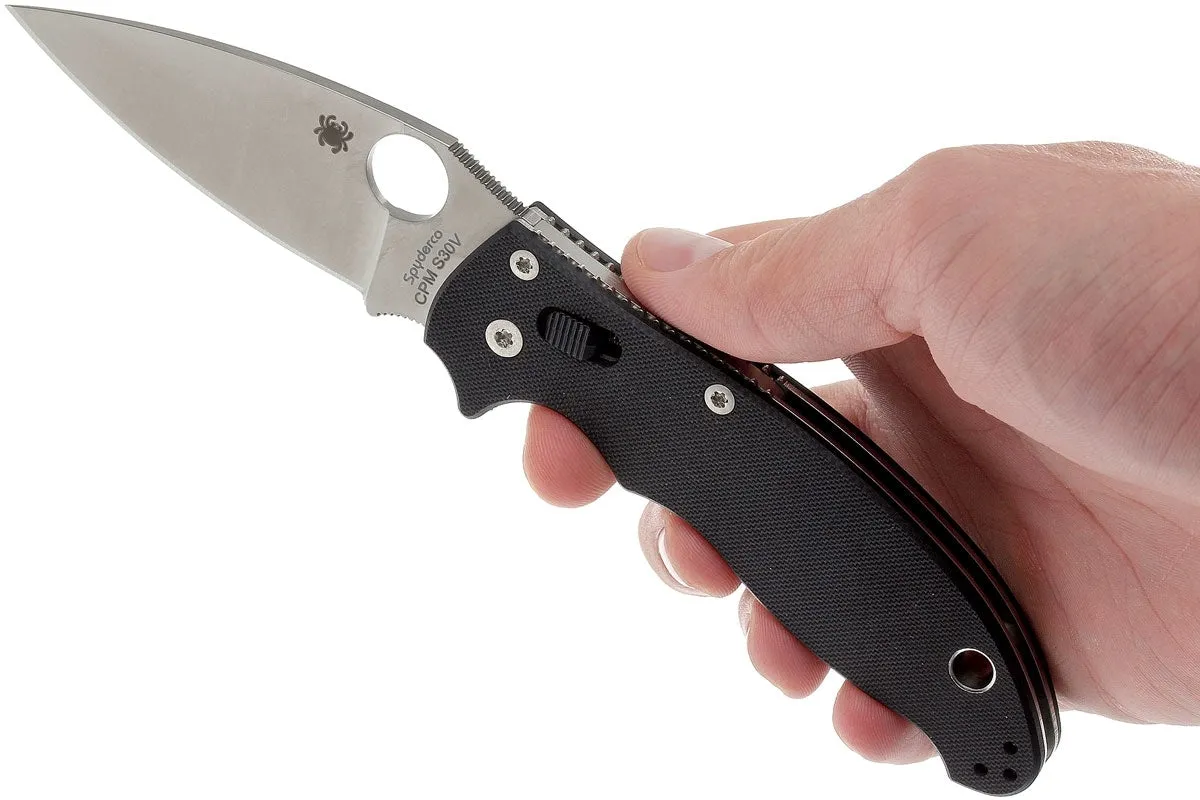 Spyderco Manix 2 Black G-10 3.37" Plain Edge Folding Pocket Knife (C101GP2)