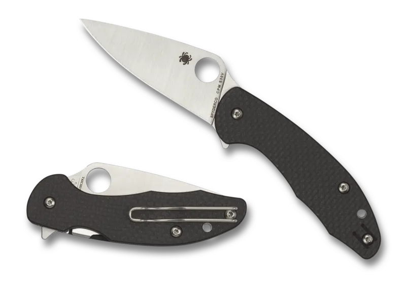 Spyderco Mantra 3 Premium Flipper PlainEdge Knife with Carbon Fiber G-10 Handle