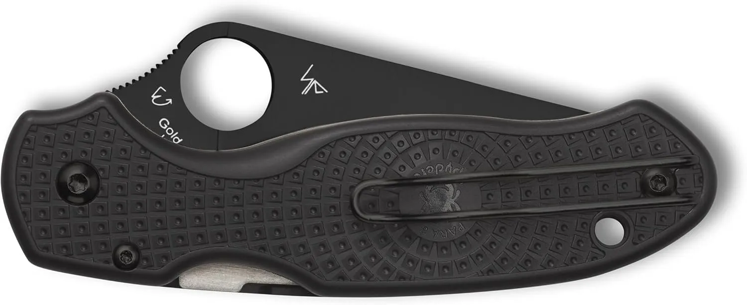 Spyderco Para 3 Lightweight Black Blade 2.93" Serrated Edge Folding Pocket Knife (C223SBBK)