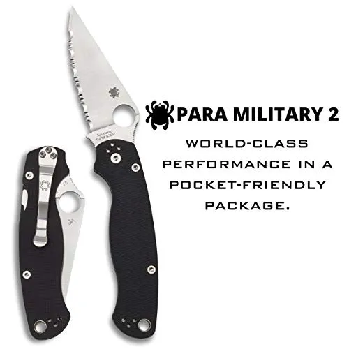 Spyderco Para Military 2 G-10 Black Signature Folding Knife