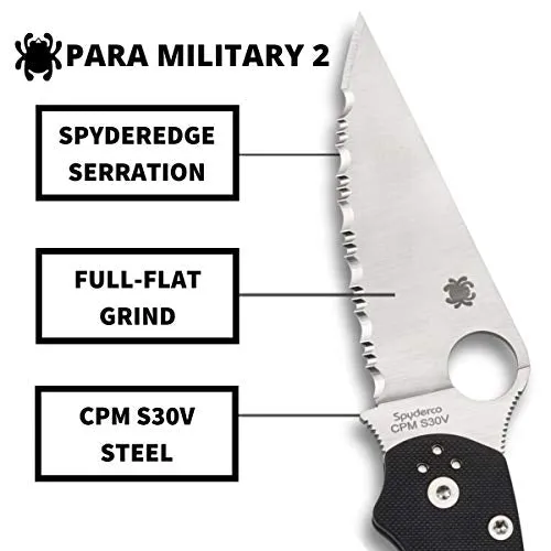 Spyderco Para Military 2 G-10 Black Signature Folding Knife