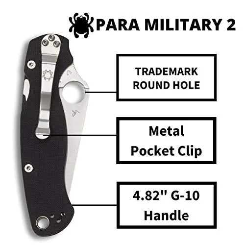 Spyderco Para Military 2 G-10 Black Signature Folding Knife