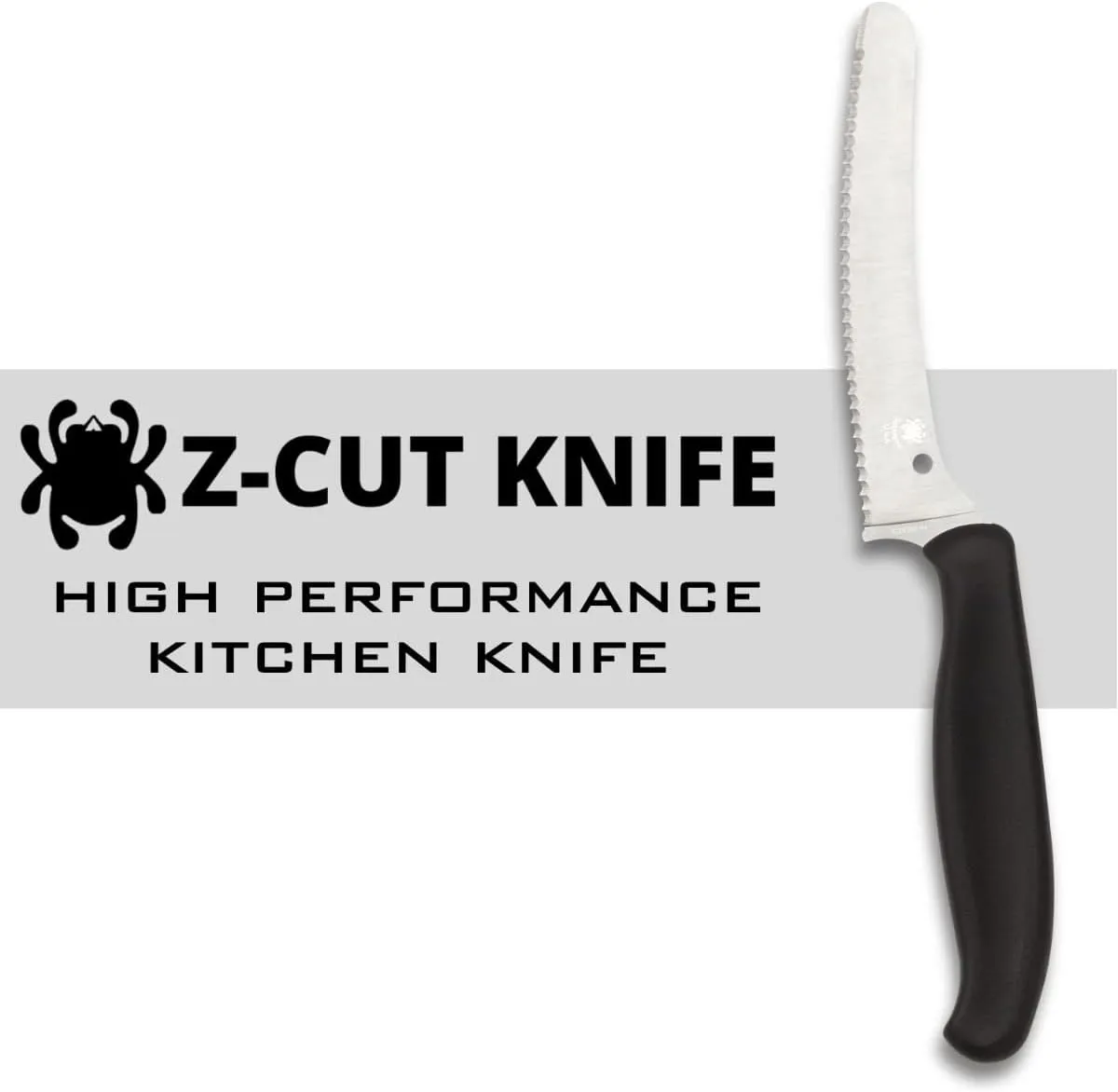 Spyderco Z-Cut Kitchen Knife with 4.3" Blunt Tip CTS BD1N Stainless Steel Blade and Durable Black Polypropylene Handle - SpyderEdge - K13SBK