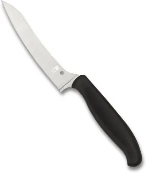 Spyderco Z-Cut Kitchen Knife with 4.4" Pointed Tip CTS BD1N Stainless Steel Blade and Durable Black Polypropylene Handle - PlainEdge - K14PBK