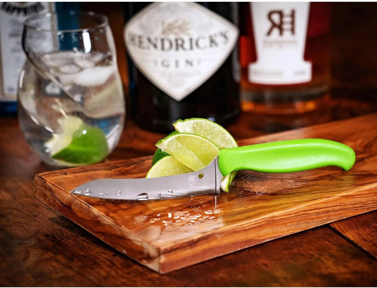 Spyderco Z-Cut Kitchen Knife with 4.4" Pointed Tip CTS BD1N Stainless Steel Blade and Durable Green Polypropylene Handle - PlainEdge - K14PGN