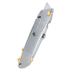 Stanley® Quick-Change Utility Knife with Twine Cutter and (3) Retractable Blades, 6" Metal Handle, Gray
