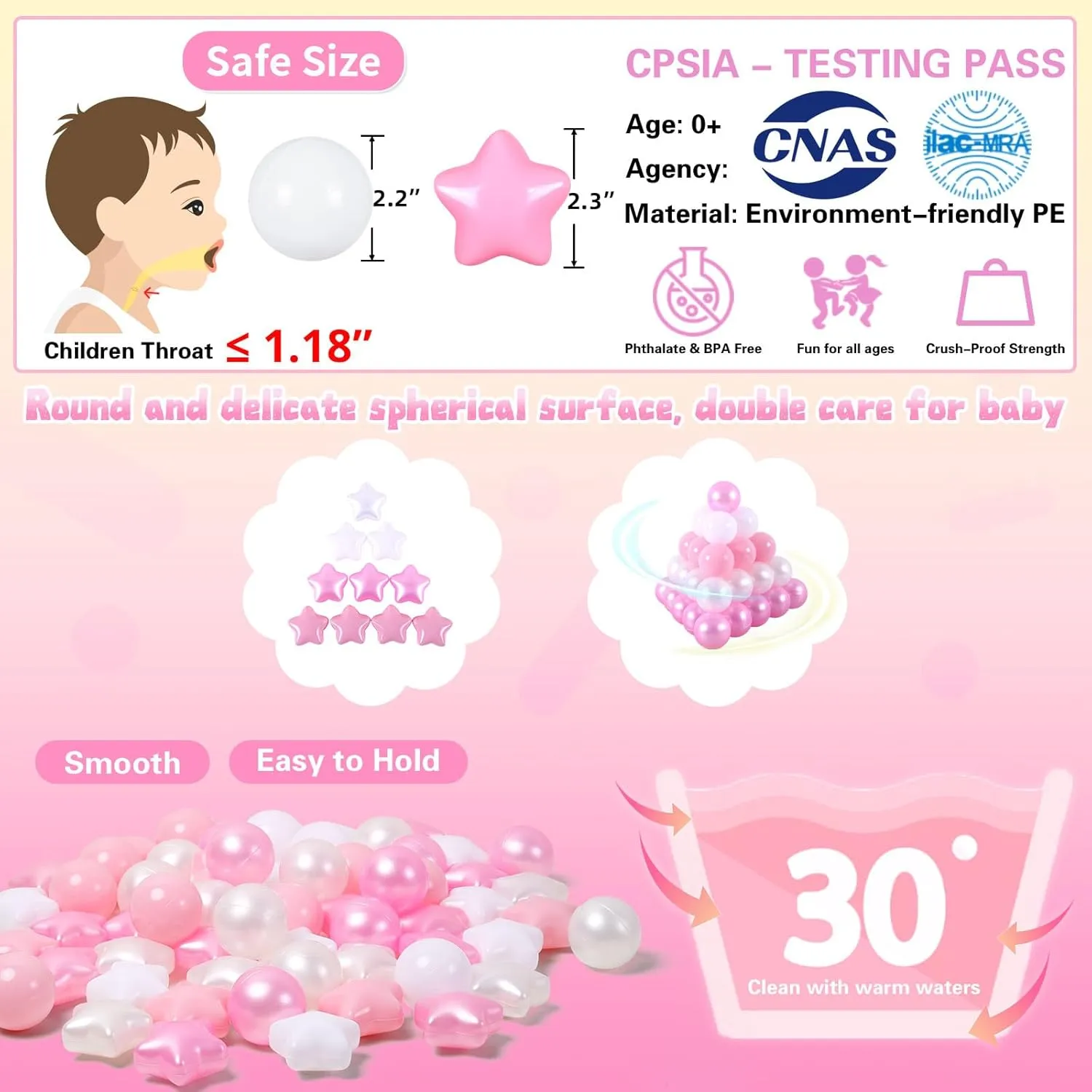 Star Ball Pit Balls for Toddlers Ball Pits, 50 100 200 500 1000 Ball Pit Ball Star Shapes for Kids, Boys Girls Bounce House, Play Tent, Baby Pool, Party Decoration.
