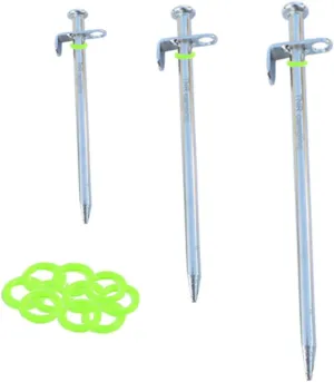 Sturdy Tent Ground Pegs 4pcs Steel Nail Tent Stakes for Camping Tarp Awning Canopy Fluorescent Rings