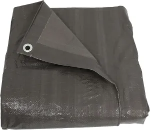 Sunnydaze 9 x 12 Foot Plastic Reversible Heavy-Duty Multipurpose Tarp - Laminated on Both Sides - Dark Gray