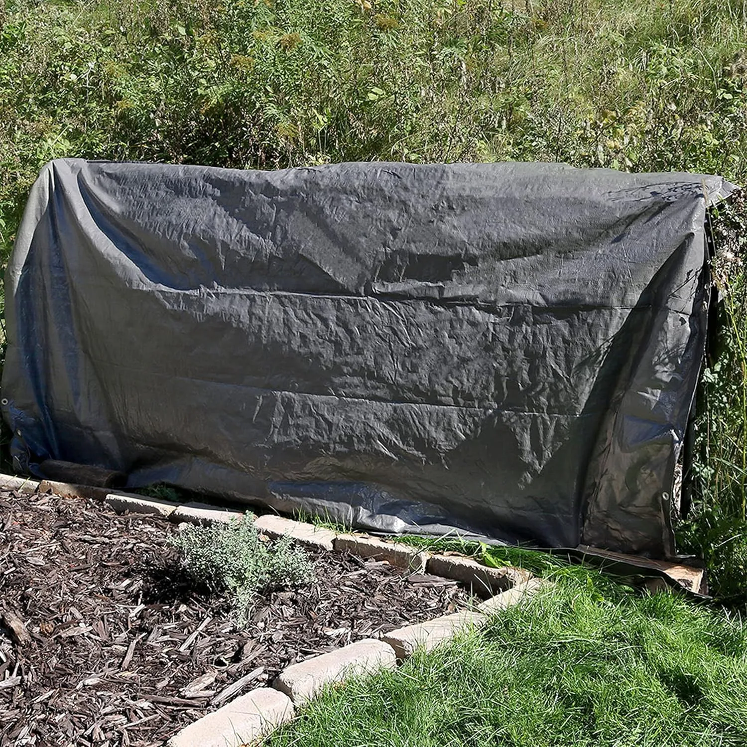 Sunnydaze 9 x 12 Foot Plastic Reversible Heavy-Duty Multipurpose Tarp - Laminated on Both Sides - Dark Gray
