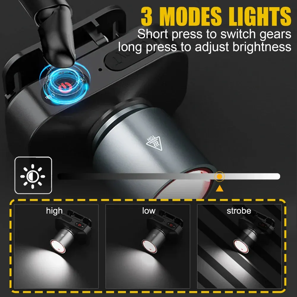 Super Bright Zoom Alloy LED Headlight USB Rechargeable Long Range Outdoor Light Flashlight