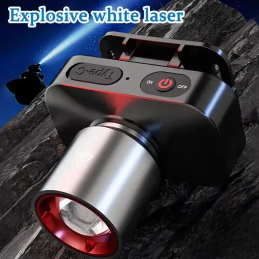 Super Bright Zoom Alloy LED Headlight USB Rechargeable Long Range Outdoor Light Flashlight