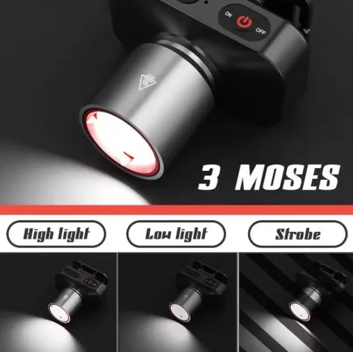 Super Bright Zoom Alloy LED Headlight USB Rechargeable Long Range Outdoor Light Flashlight