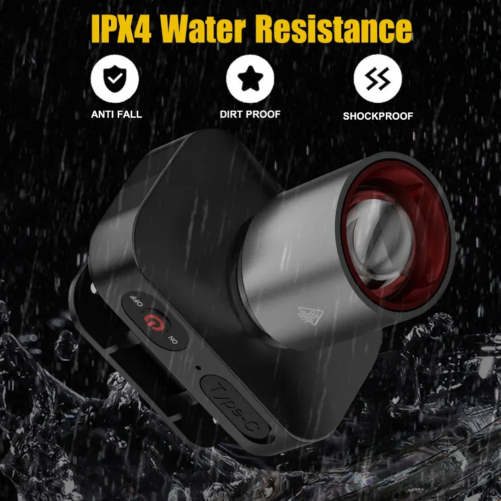 Super Bright Zoom Alloy LED Headlight USB Rechargeable Long Range Outdoor Light Flashlight