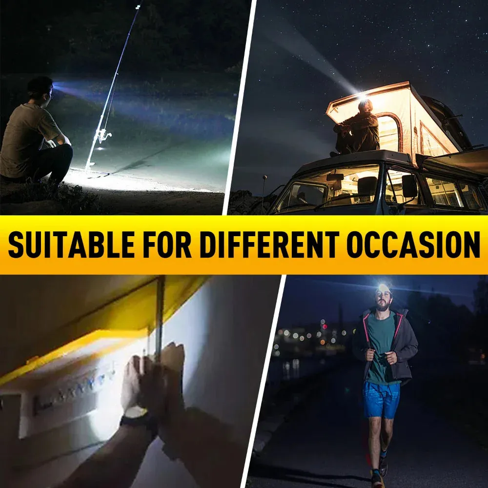 Super Bright Zoom Alloy LED Headlight USB Rechargeable Long Range Outdoor Light Flashlight