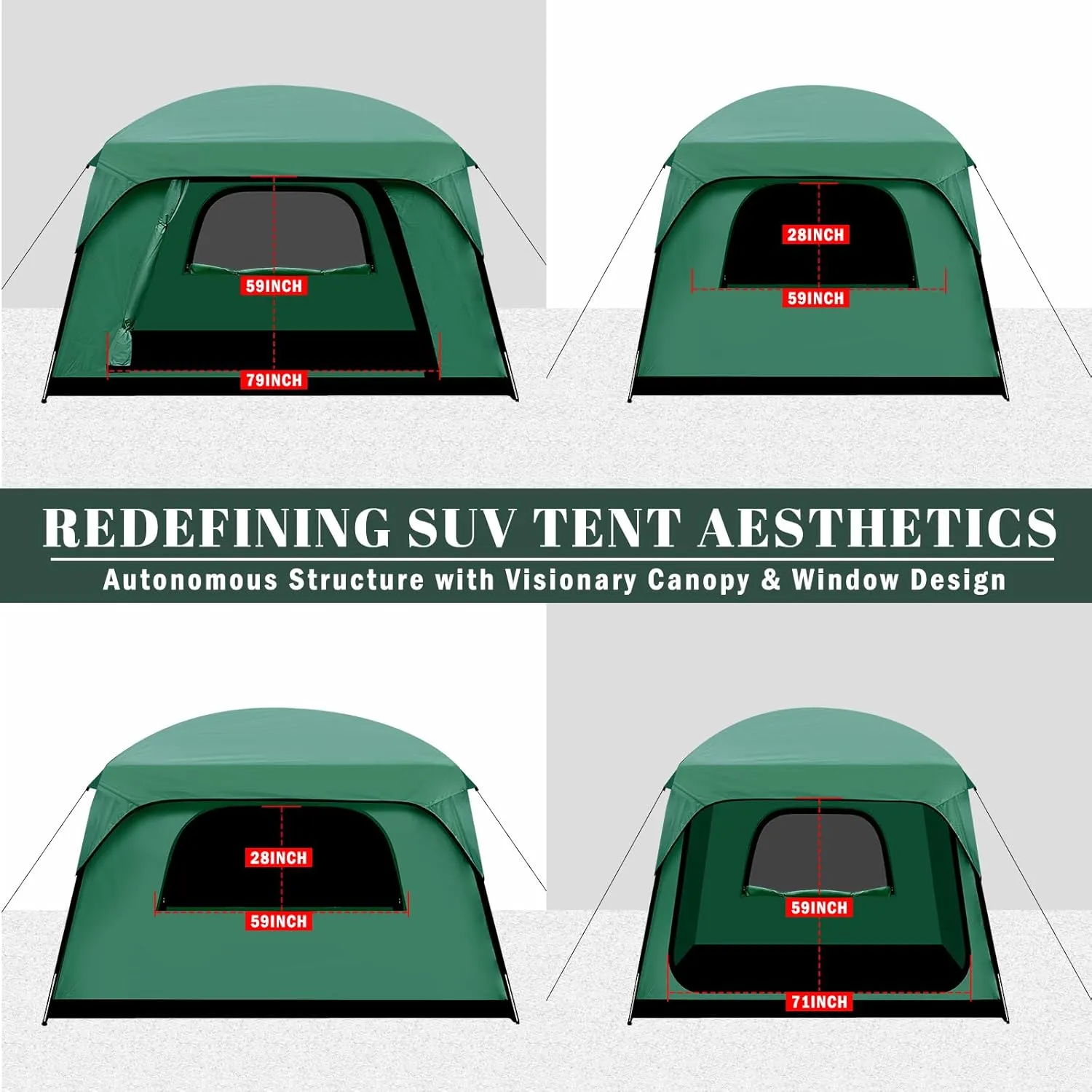 SUV Tent, Dual Mode (Party & Privacy), Heavy-Duty Oxford Fabric, Sturdy Metal Frame, Quick Connect Setup for SUV/Jeep/Truck with Cap, All-Season Waterproof Camping Shelter