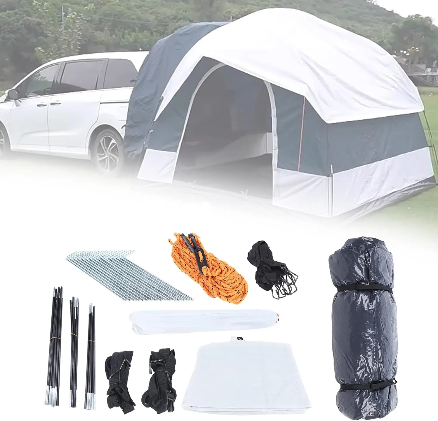 SUV Tent for Camping, New Universal 4 Person Camping Tents Canopy Car Shelter Tent, Double Layered Design, Waterproof PU2000-3000mm, Includes Rainfly and Storage Bag, for Outdoor Travel