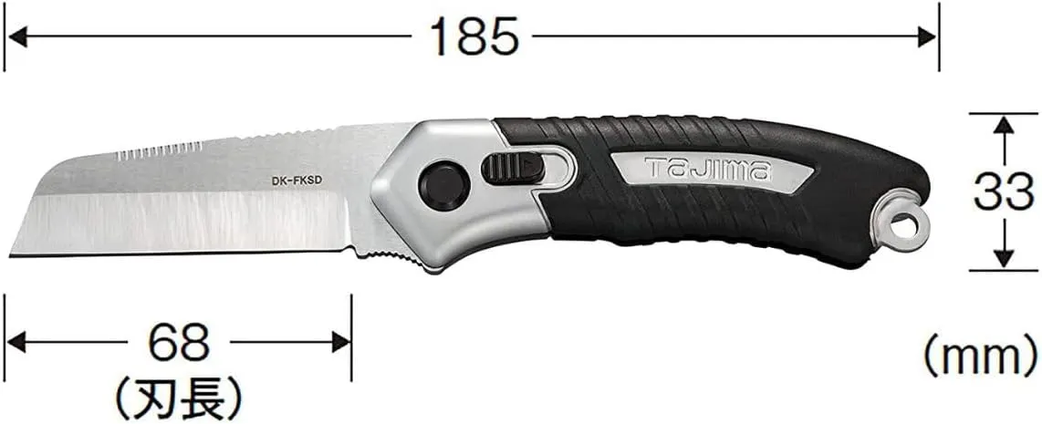Tajima - Multipurpose Folding Knife - DK Series Electrician's Tool with Sheeps Foot Blade & Elastomer Grip - DK-FKSD-T