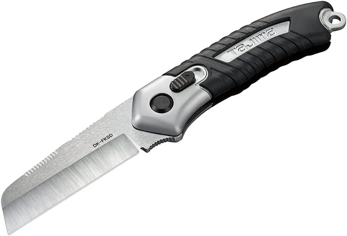 Tajima - Multipurpose Folding Knife - DK Series Electrician's Tool with Sheeps Foot Blade & Elastomer Grip - DK-FKSD-T