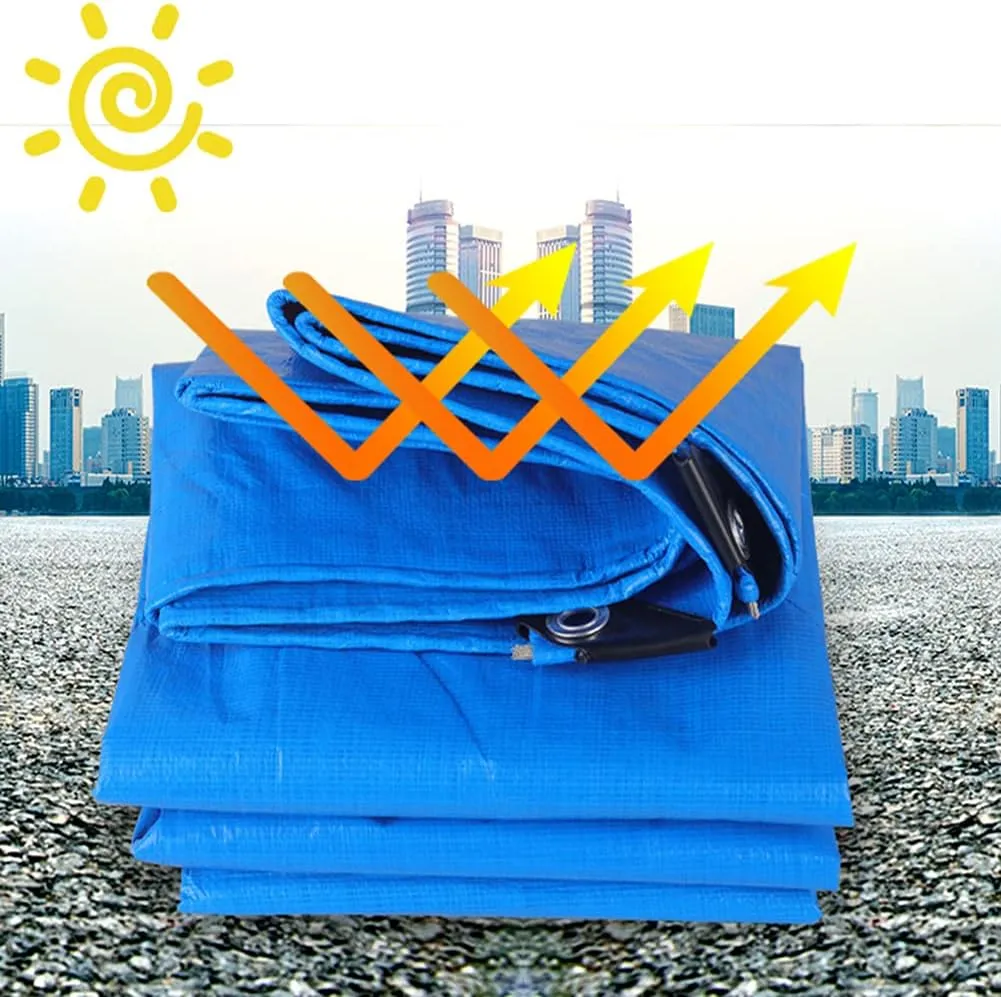 Tarpaulin Waterproof Heavy Duty, 180G/M² Premium Blue Large Tarp Sheet, UV&Tear Resistant Ground Camping Cover for Garden Furniture Truck,3x4m