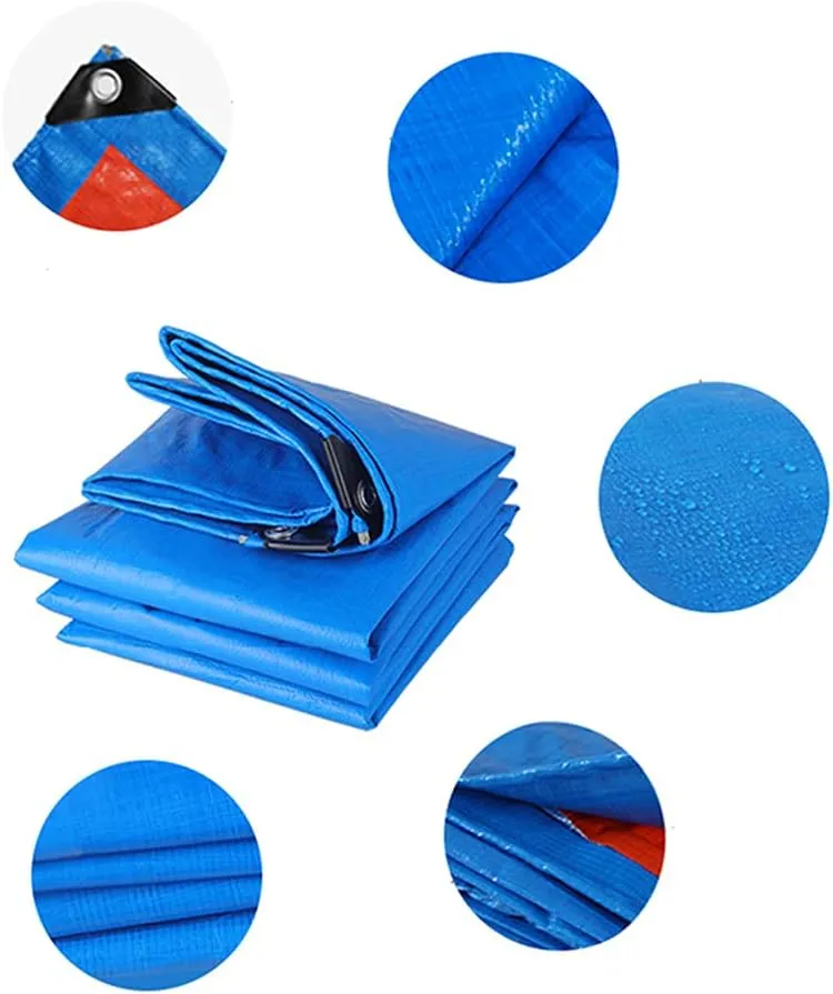 Tarpaulin Waterproof Heavy Duty, 180G/M² Premium Blue Large Tarp Sheet, UV&Tear Resistant Ground Camping Cover for Garden Furniture Truck,3x4m