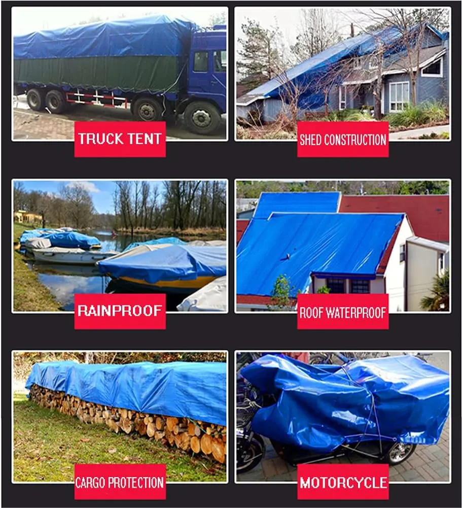Tarpaulin Waterproof Heavy Duty, 180G/M² Premium Blue Large Tarp Sheet, UV&Tear Resistant Ground Camping Cover for Garden Furniture Truck,3x4m