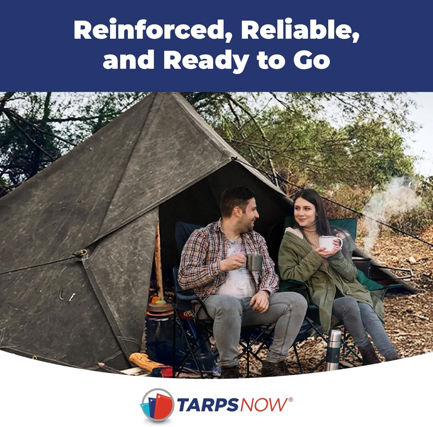 Tarps Now 10x20 ft Fire Retardant Canvas Tarp | 18 MIL Heavy Duty, Flame Retardant, Tear Resistance, Reinforced Edges, Brass Grommets | Ideal for Fire Prevention, Construction, Repairs | Olive Color