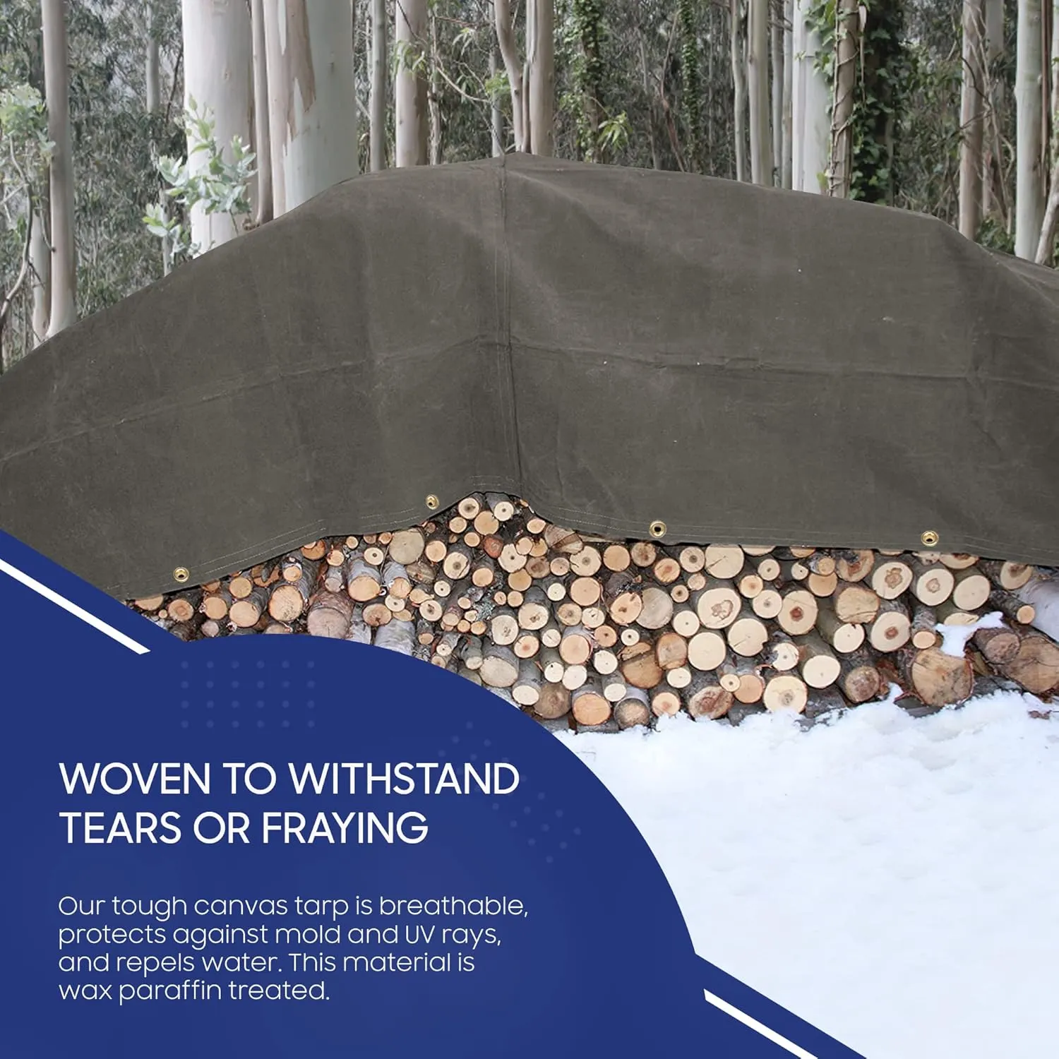 Tarps Now 20x30 ft Fire Retardant Canvas Tarp | 18 MIL Heavy Duty, Flame Retardant, Tear Resistance, Reinforced Edges, Brass Grommets | Ideal for Fire Prevention, Construction, Repairs | Olive Color