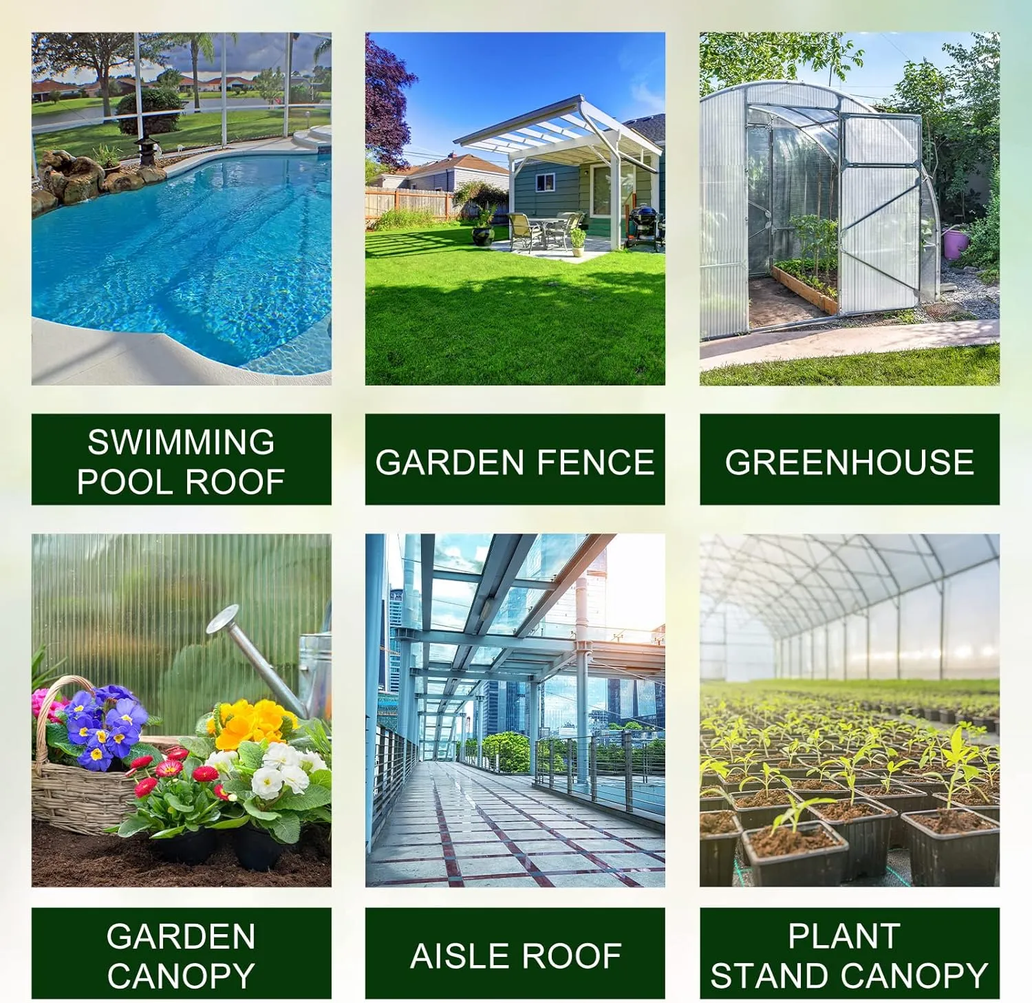 Tatuo 5 Pack 6' x 2' x 0.16'' Polycarbonate Greenhouse Panels Polycarbonate Sheets Twin-Wall Roof Panels Waterproof UV Protected Clear Corrugated Plastic Roofing for Greenhouse Replacement