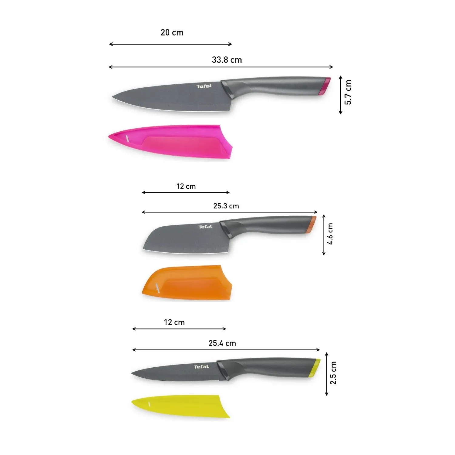 Tefal Fresh Kitchen Non-Stick Stainless Steel Set of 3 Kitchen Knives K122S324