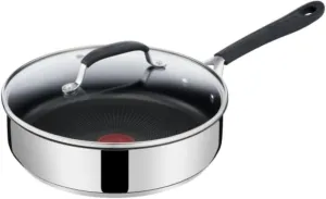 Tefal Jamie Oliver Quick & Easy E3033344 Stainless Steel 25cm Induction Saute Pan With Glass Lid
