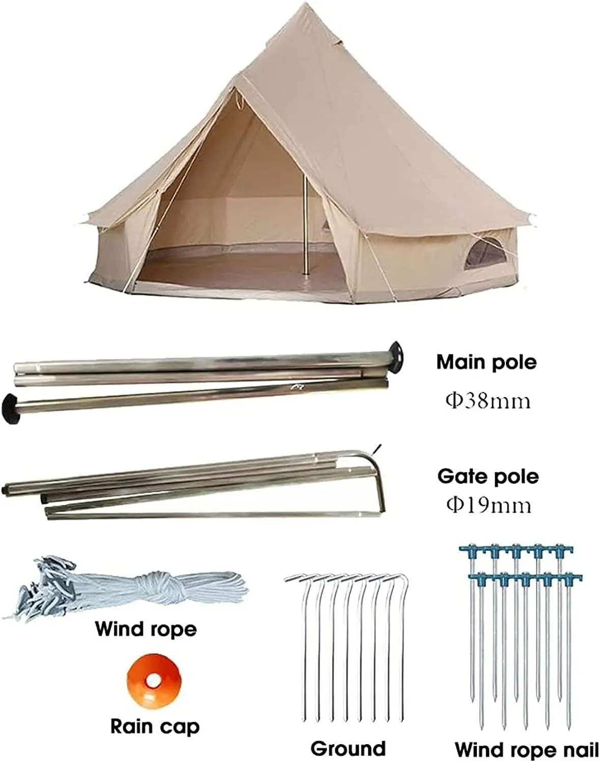 Tent Canvas Tent with Stove Hole Cotton Canvas Tents Yurt Tent for Camping 4-Season Waterproof Tent foFamily Camping Outdoor Glamping Luxury Teepee Beautiful Scenery (B 4M)