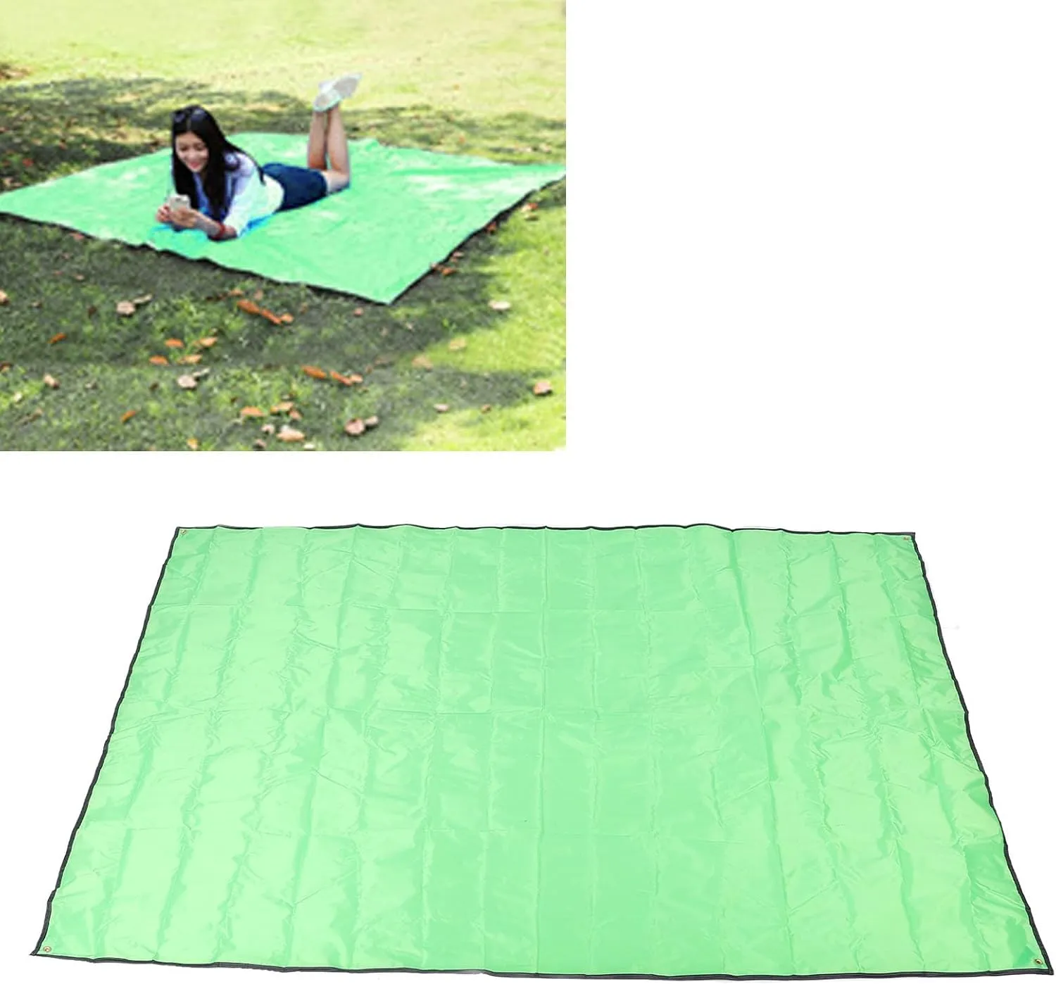 Tent Footprint, Camping Tent Tarp, Water Proof Oxford Cloth Beach Mat, Tent Floor Saver for Picnic with Storage Bag (L) (Grass Green)