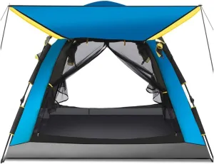 Tent for Camping Waterproof Sunscreen Camping Tent Automatic Pop Up Family Tents 3-4 Person Mesh Windows Large Space for Picnic Outdoors