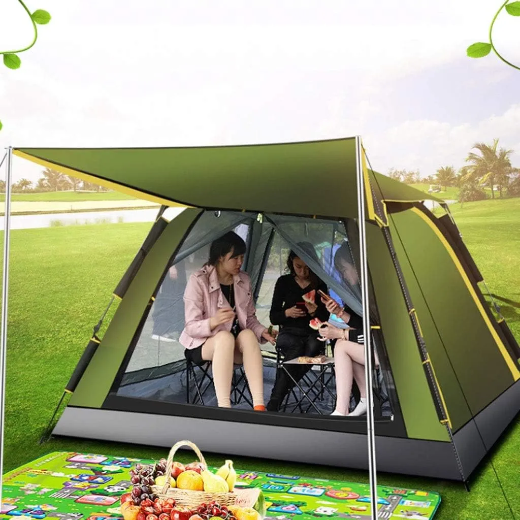 Tent for Camping Waterproof Sunscreen Camping Tent Automatic Pop Up Family Tents 3-4 Person Mesh Windows Large Space for Picnic Outdoors