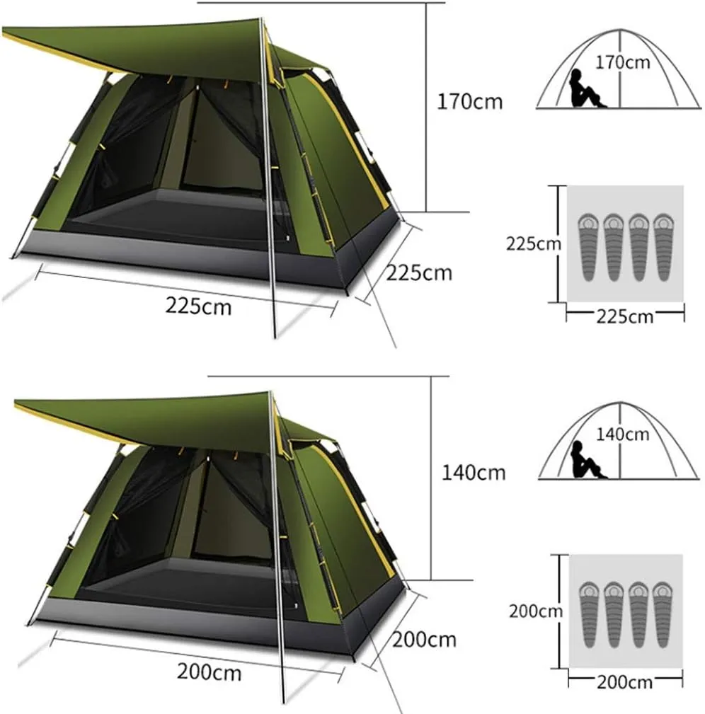 Tent for Camping Waterproof Sunscreen Camping Tent Automatic Pop Up Family Tents 3-4 Person Mesh Windows Large Space for Picnic Outdoors